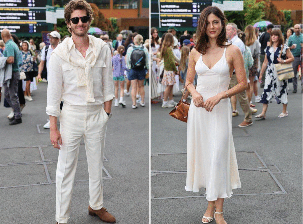 Monica Barbaro and Andrew Garfield Spark Joy in Matching Outfits at Wimbledon 2025