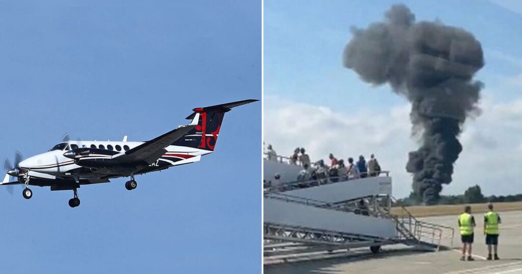 London Plane Crash Updates : Beech B200 Super King Air Goes Down in Flames